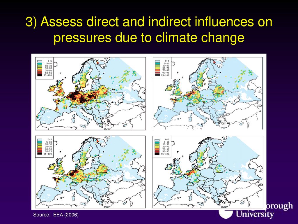 3) Assess direct and indirect influences on pressures due to climate change