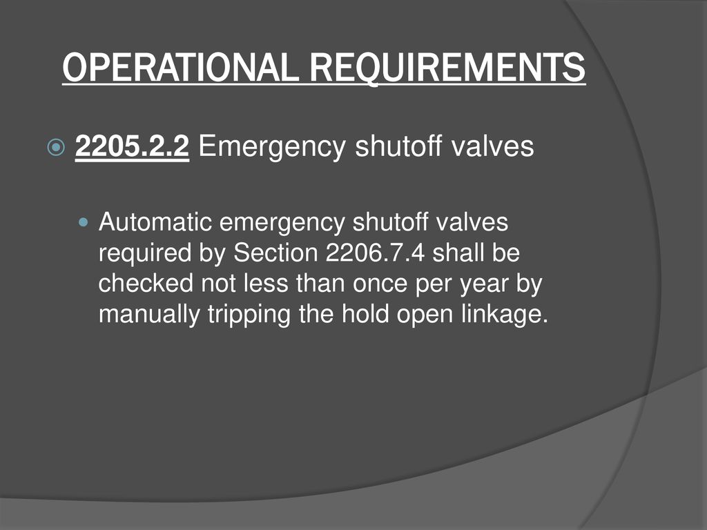 OPERATIONAL REQUIREMENTS
