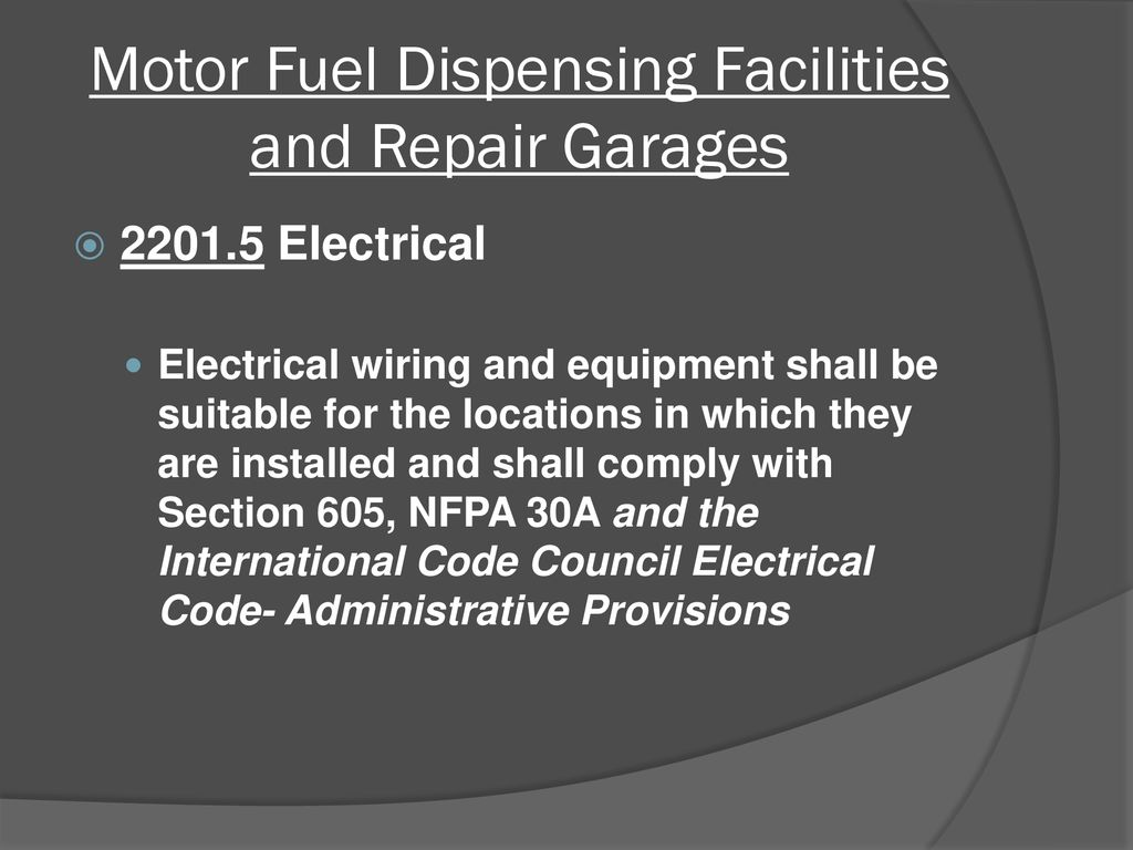 Motor Fuel Dispensing Facilities and Repair Garages
