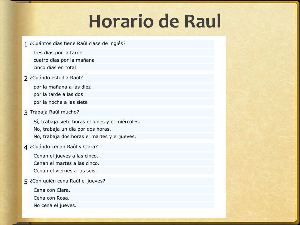 Horario de Raul