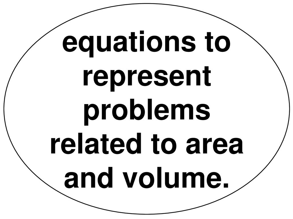 equations to represent problems related to area and volume.