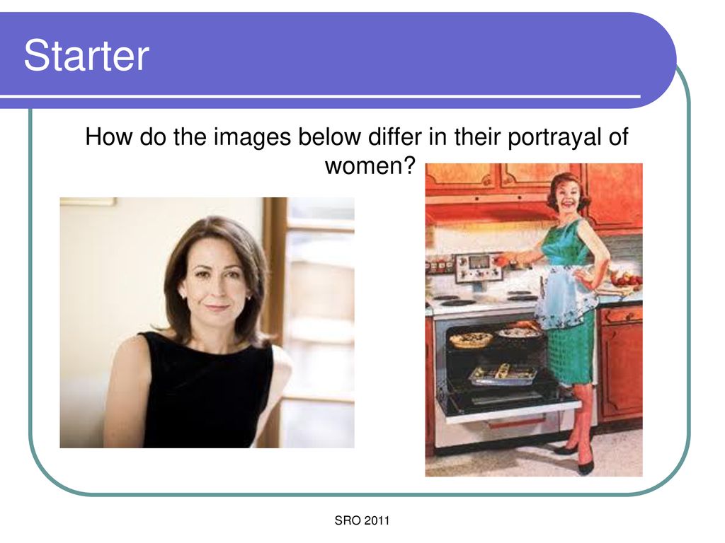 How do the images below differ in their portrayal of women