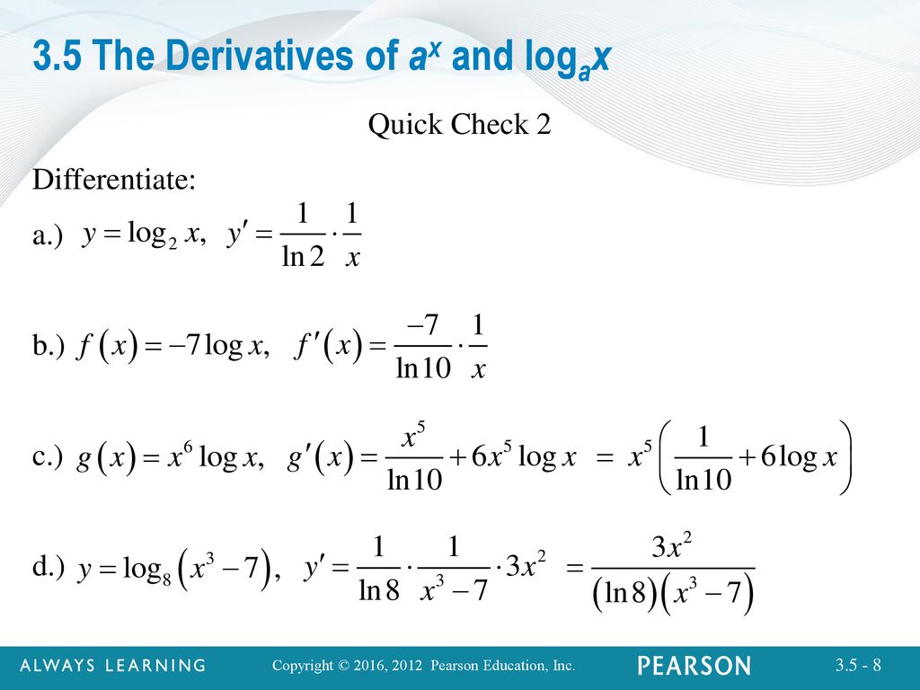 The Derivatives Of Ax And Logax Ppt Download The Derivatives Of Ax And Logax Ppt Download