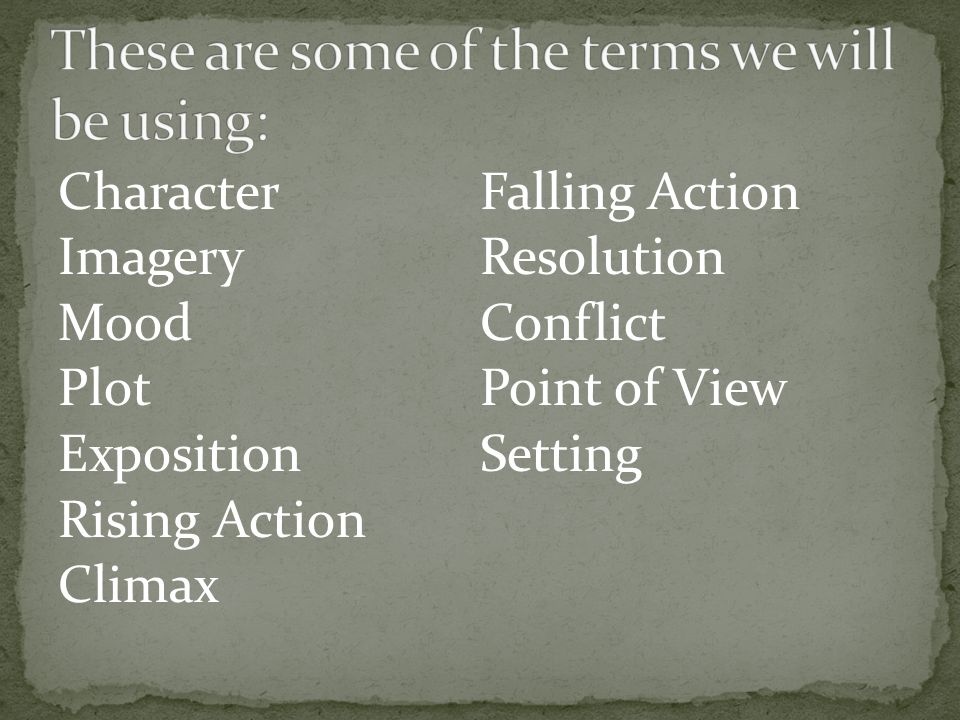 These are some of the terms we will be using: