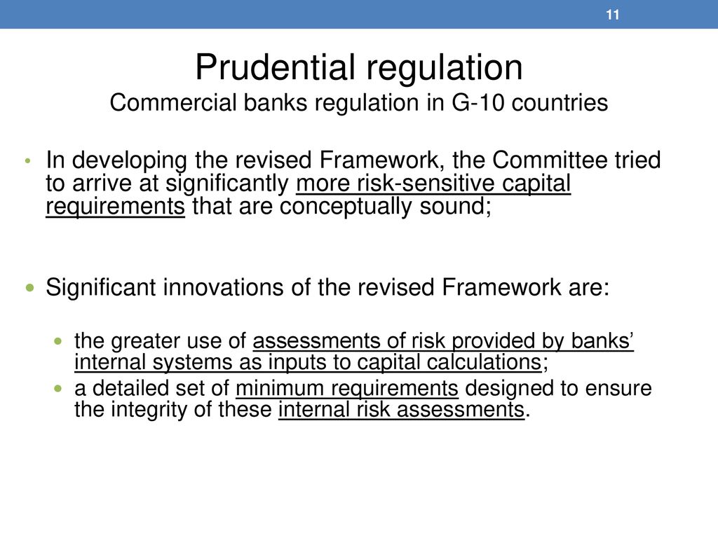 Prudential Regulation Commercial Banks Regulation In G-10 Countries ...