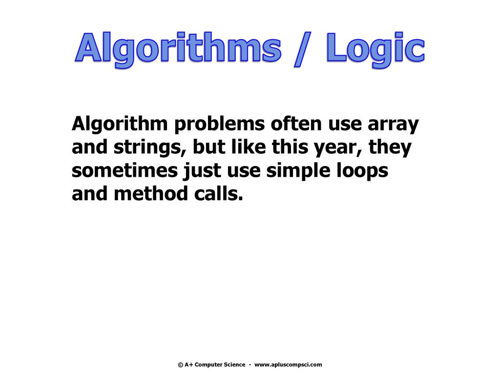 A+ Computer Science AP Review 2019 AP CS A EXAM - ppt download