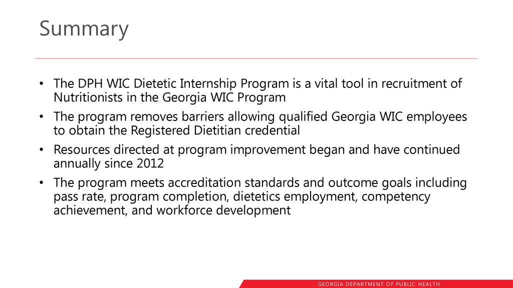 Registered Dietitians In Georgia Wic Workforce Development