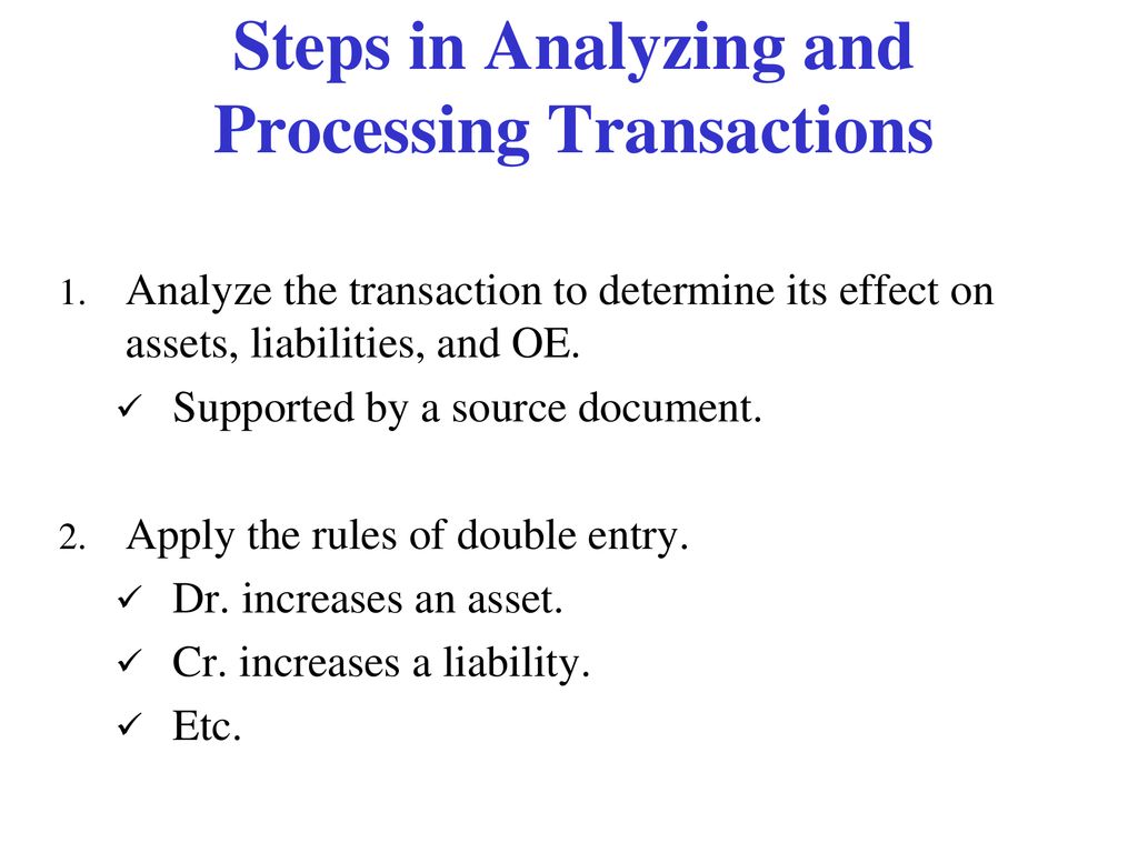 Steps in Analyzing and Processing Transactions