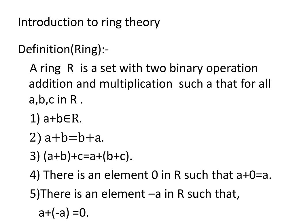 Ring Theory. - ppt download