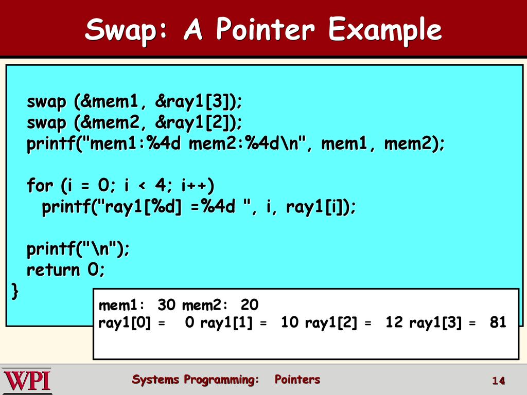Swap: A Pointer Example