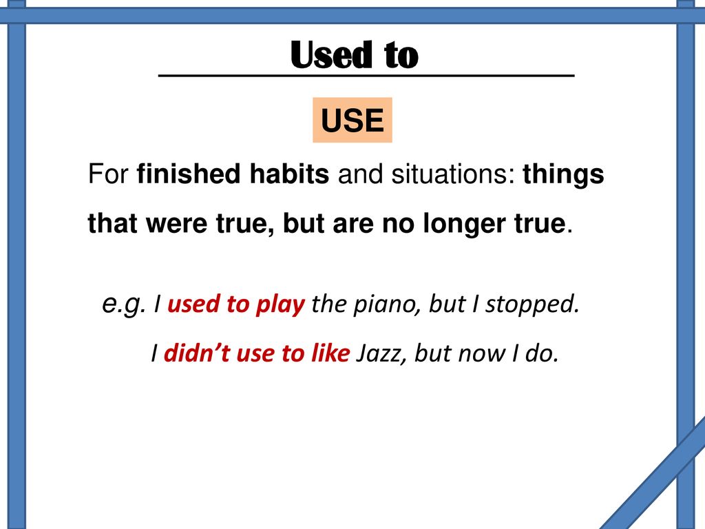 Expressing Past Habits With Structure Didn T Use To Infinitive Ppt Download Expressing Past Habits With Structure Didn T Use To Infinitive Ppt Download