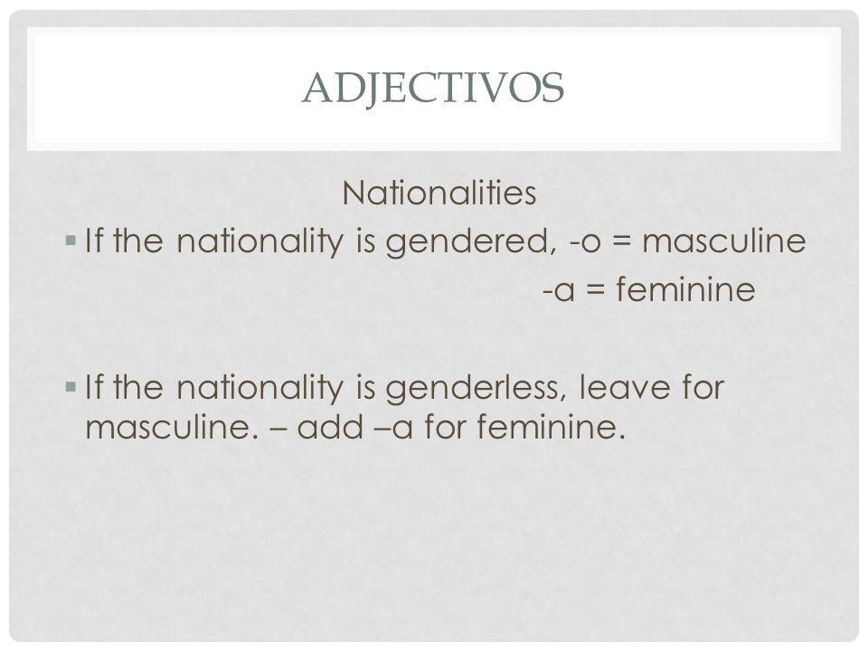 Adjectivos Nationalities