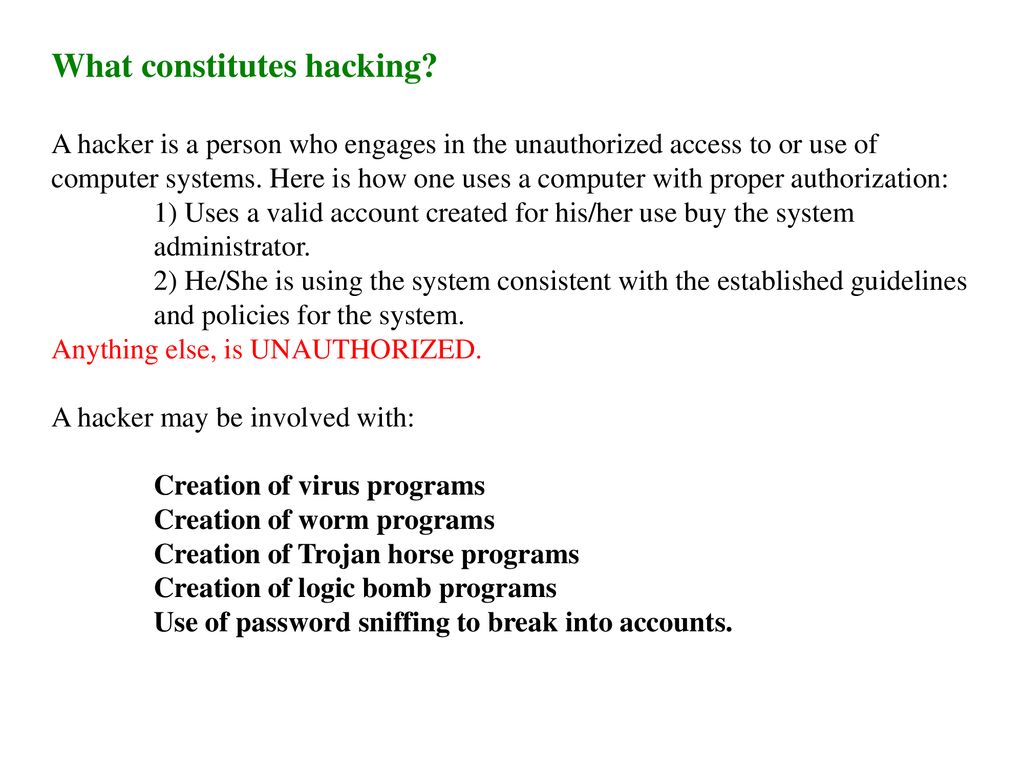 What constitutes hacking