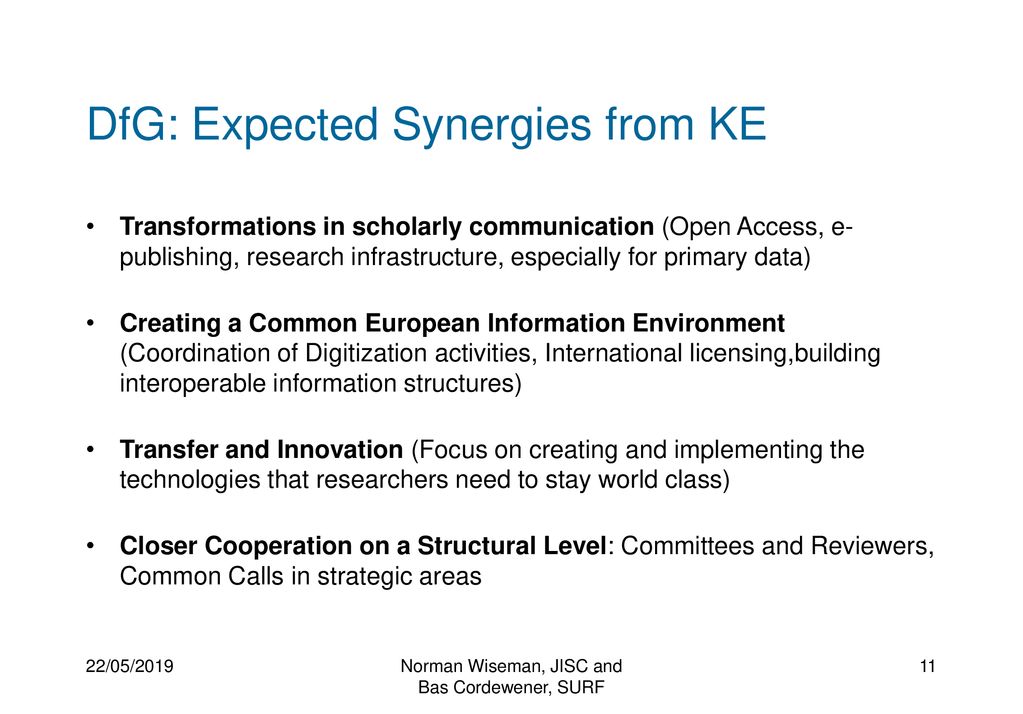 DfG: Expected Synergies from KE