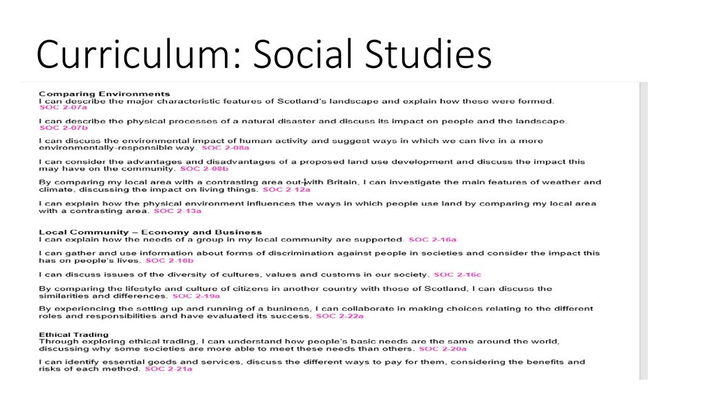 Curriculum: Social Studies