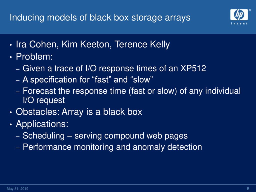 Inducing models of black box storage arrays