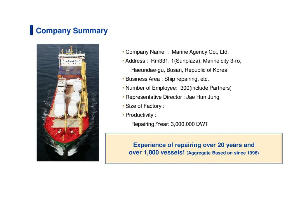Company Summary Experience of repairing over 20 years and