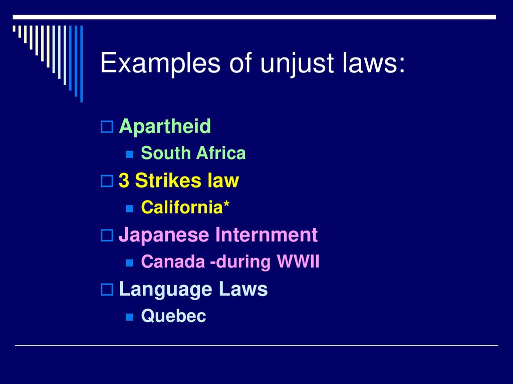 examples of unjust laws