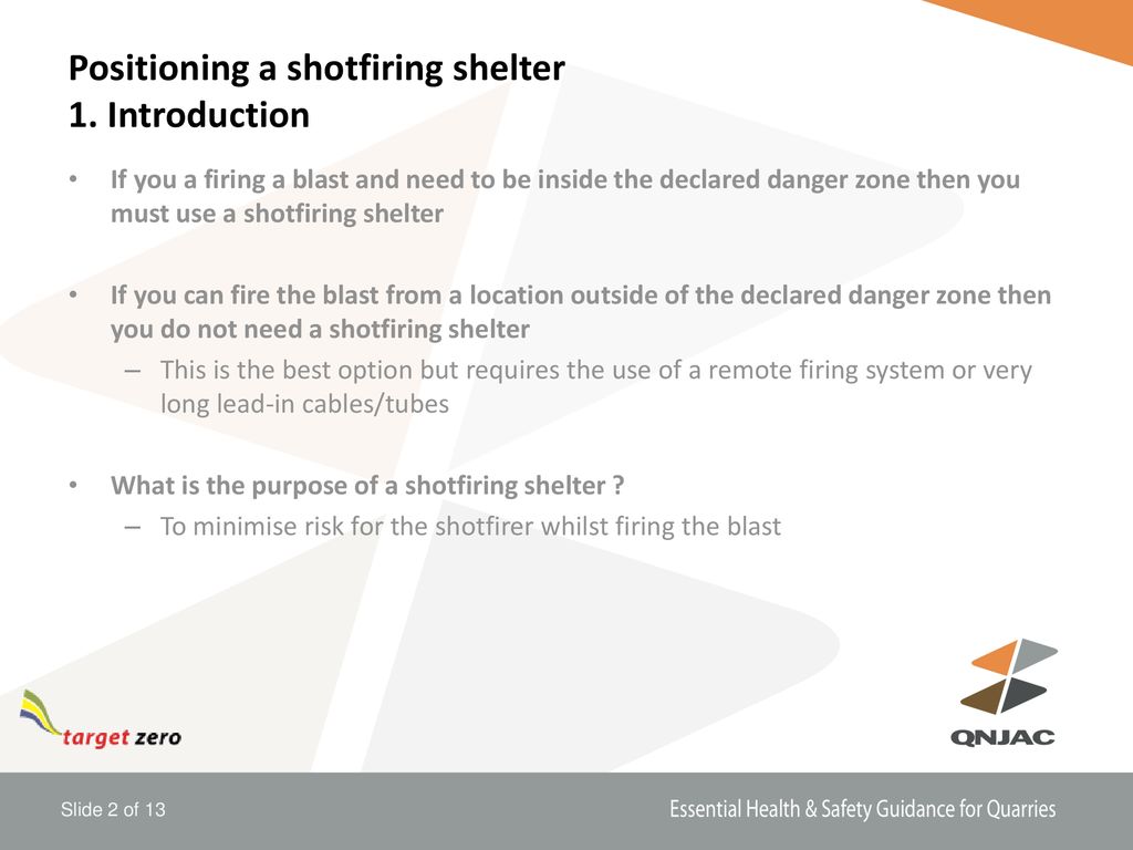 Positioning a shotfiring shelter 1. Introduction