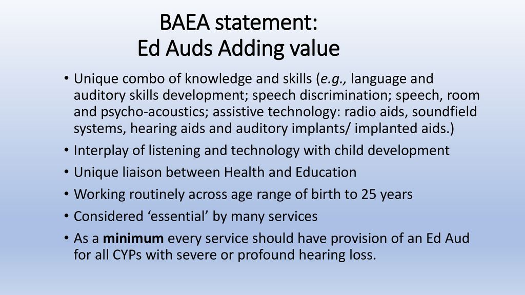 BAEA statement: Ed Auds Adding value