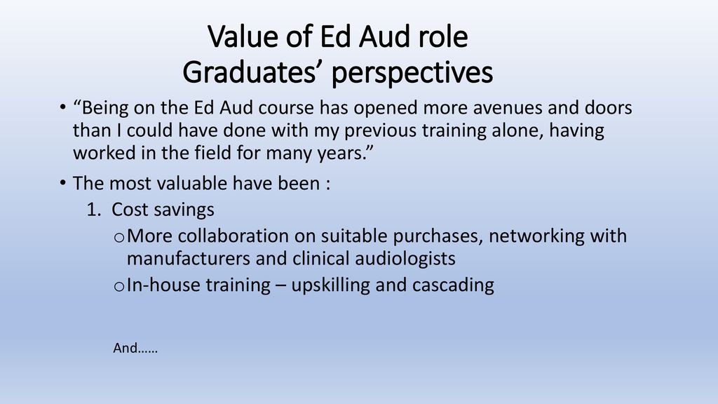 Value of Ed Aud role Graduates’ perspectives