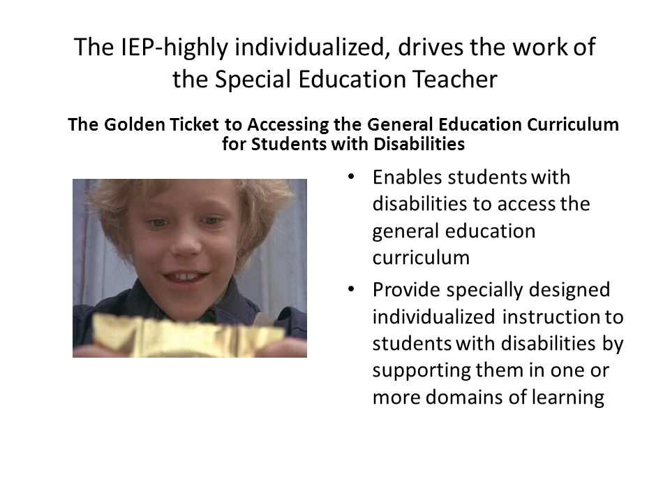 The IEP-highly individualized, drives the work of the Special Education Teacher