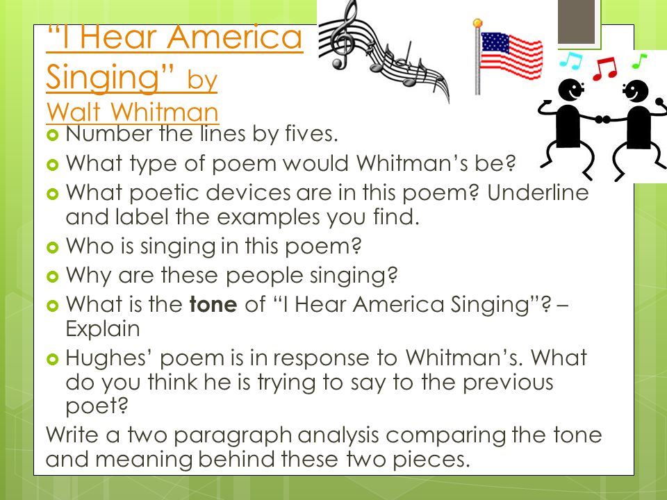 what type of poem is i hear america singing