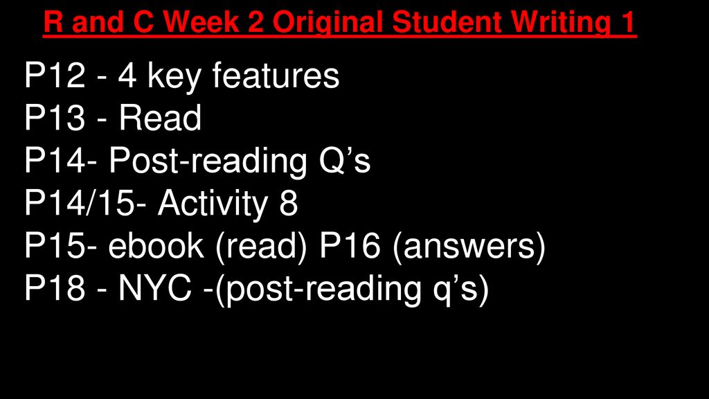 R and C Week 2 Original Student Writing 1