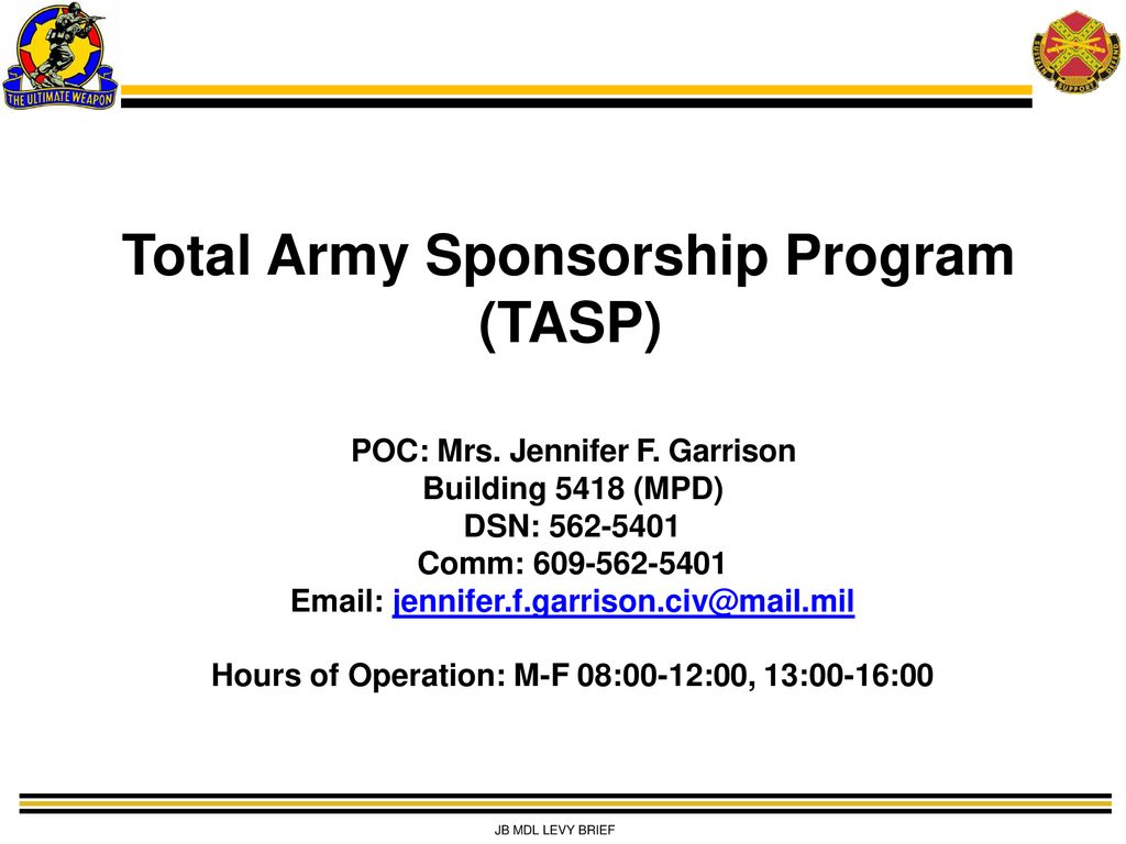 Total Army Sponsorship Program Army Support Activity (ASA) Fort Dix - ppt download
