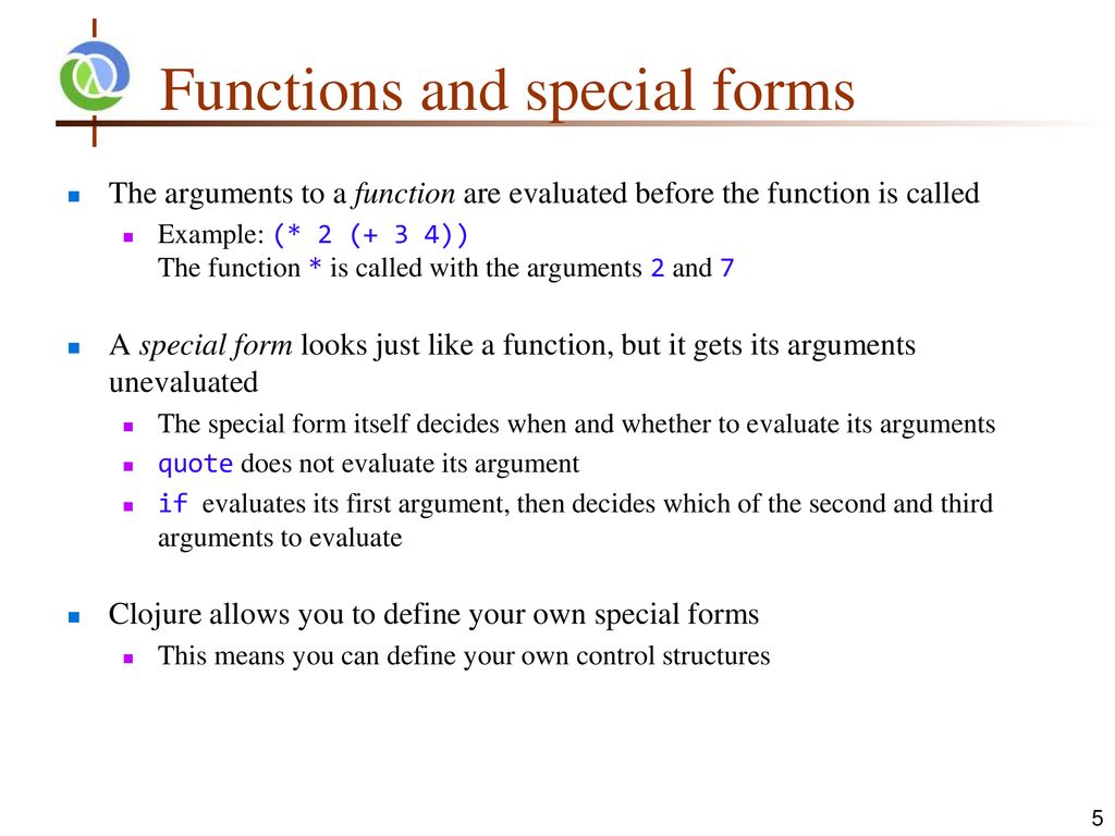 Functions and special forms