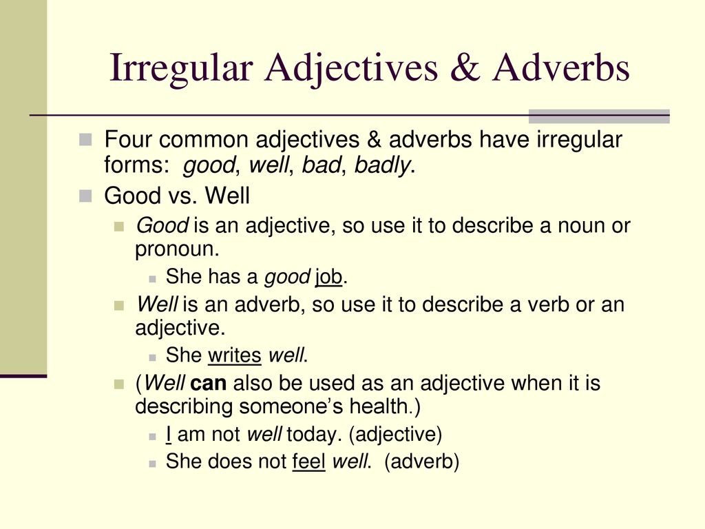 Good adjectives. Irregular adjectives and adverbs. Adverbs of manner исключения. Adjectives and adverbs исключения. Regular and Irregular adverbs правила.