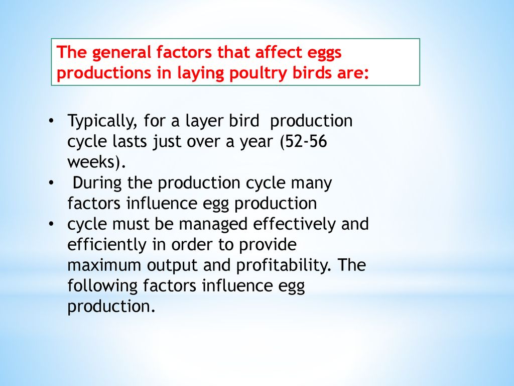 II. Understanding the Factors that Affect Egg Production