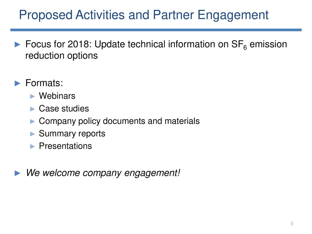 Proposed Activities and Partner Engagement