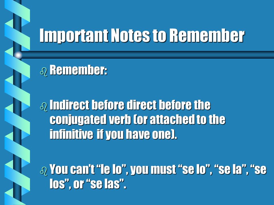 Important Notes to Remember