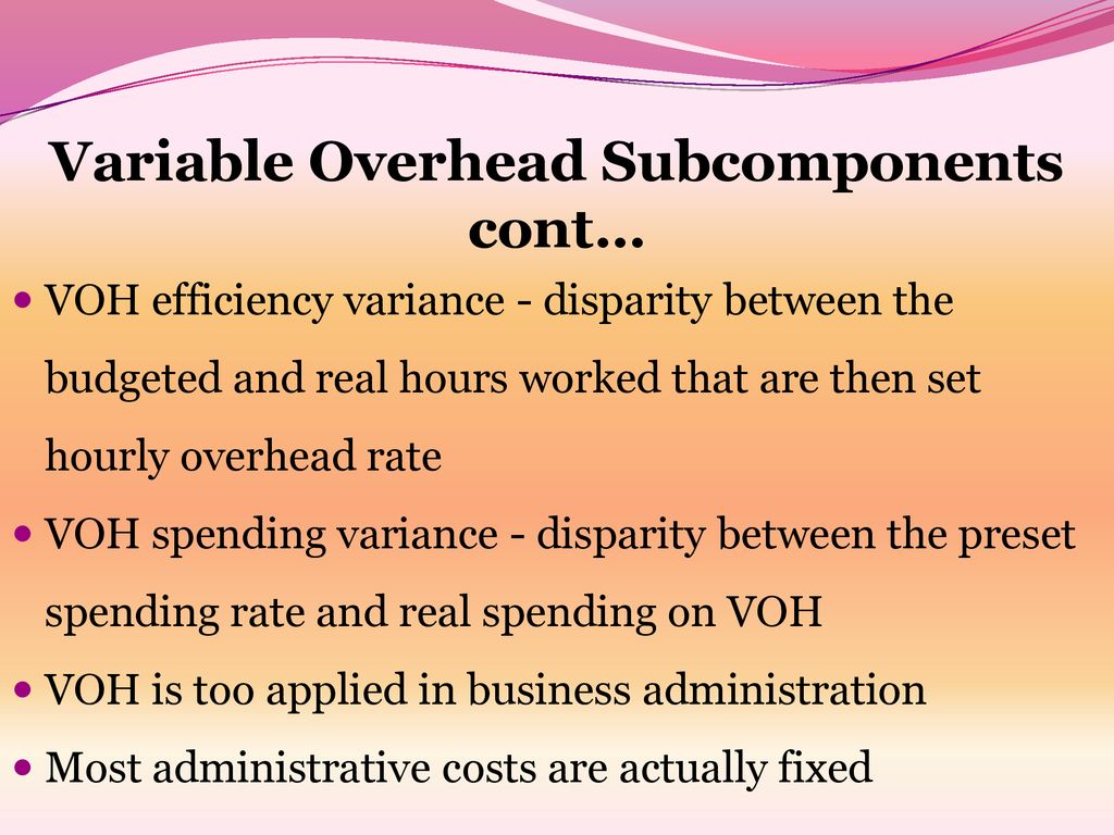 Variable Overhead Subcomponents cont…