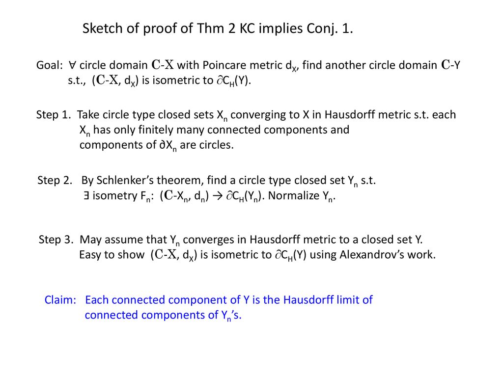 Sketch of proof of Thm 2 KC implies Conj. 1.