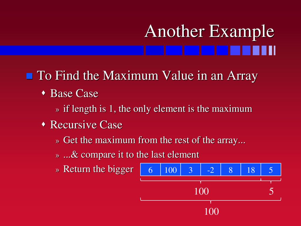 Another Example To Find the Maximum Value in an Array Base Case