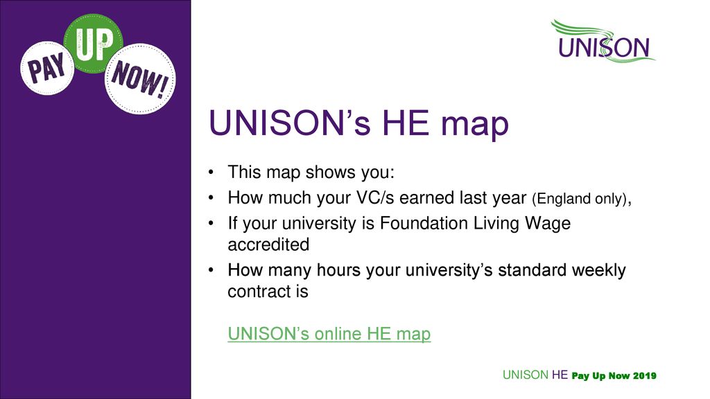 UNISON’s HE map This map shows you: