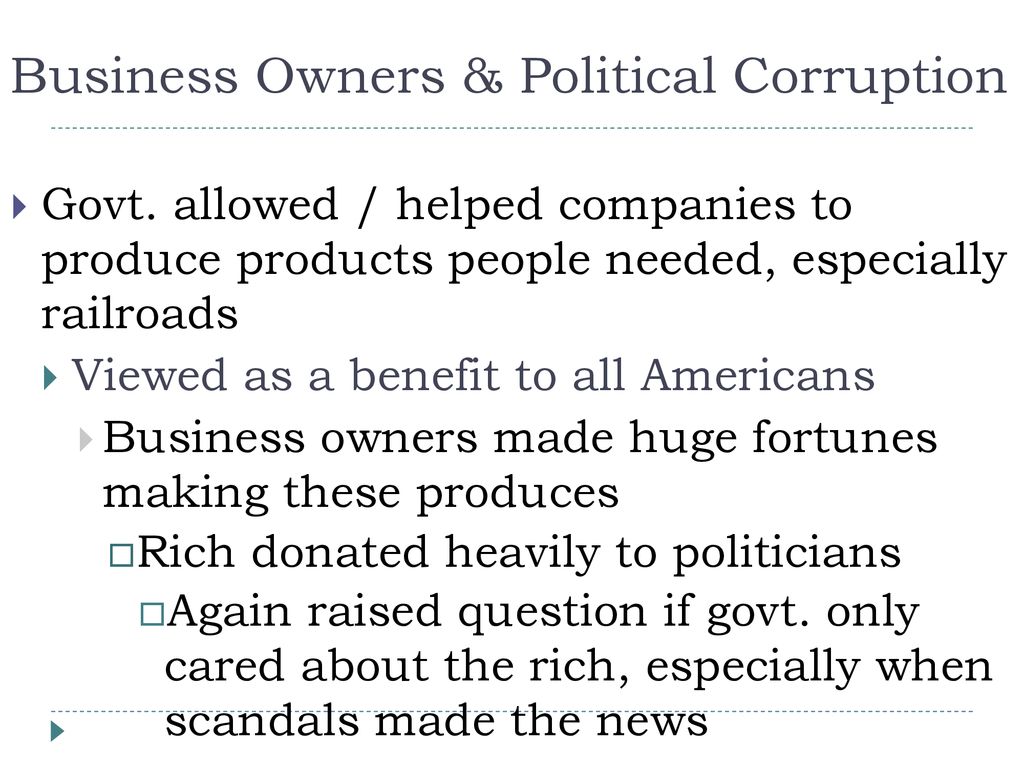 Business Owners & Political Corruption