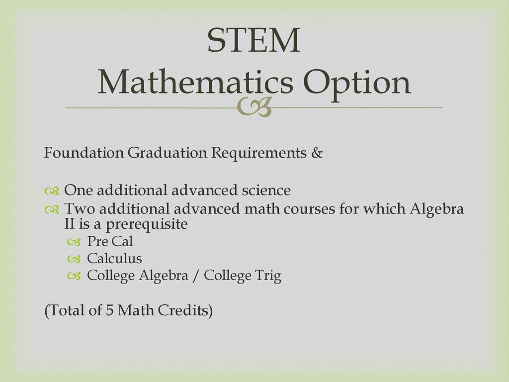 STEM Mathematics Option