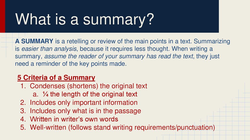 what is a summary analysis