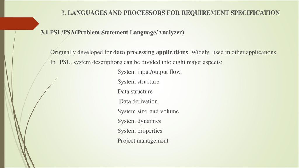3.1 PSL/PSA(Problem Statement Language/Analyzer)