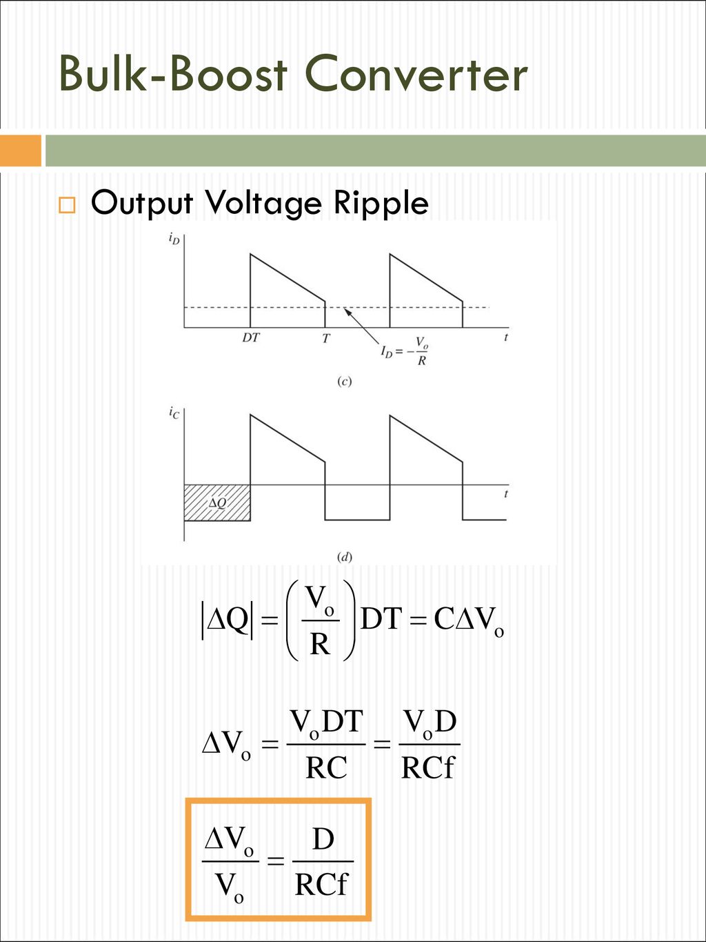 Bulk-Boost Converter Output Voltage Ripple