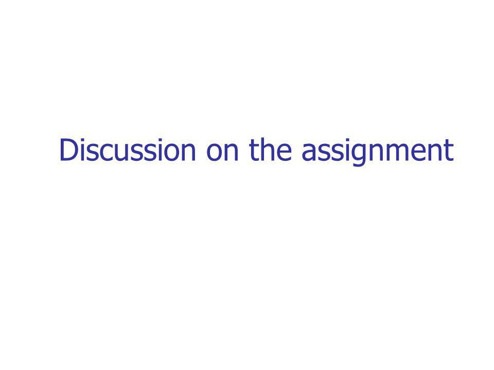 Discussion on the assignment