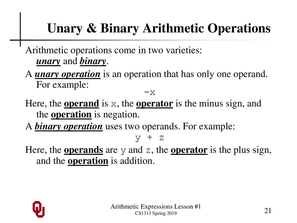 Arithmetic Expressions Lesson #1 Outline - ppt download