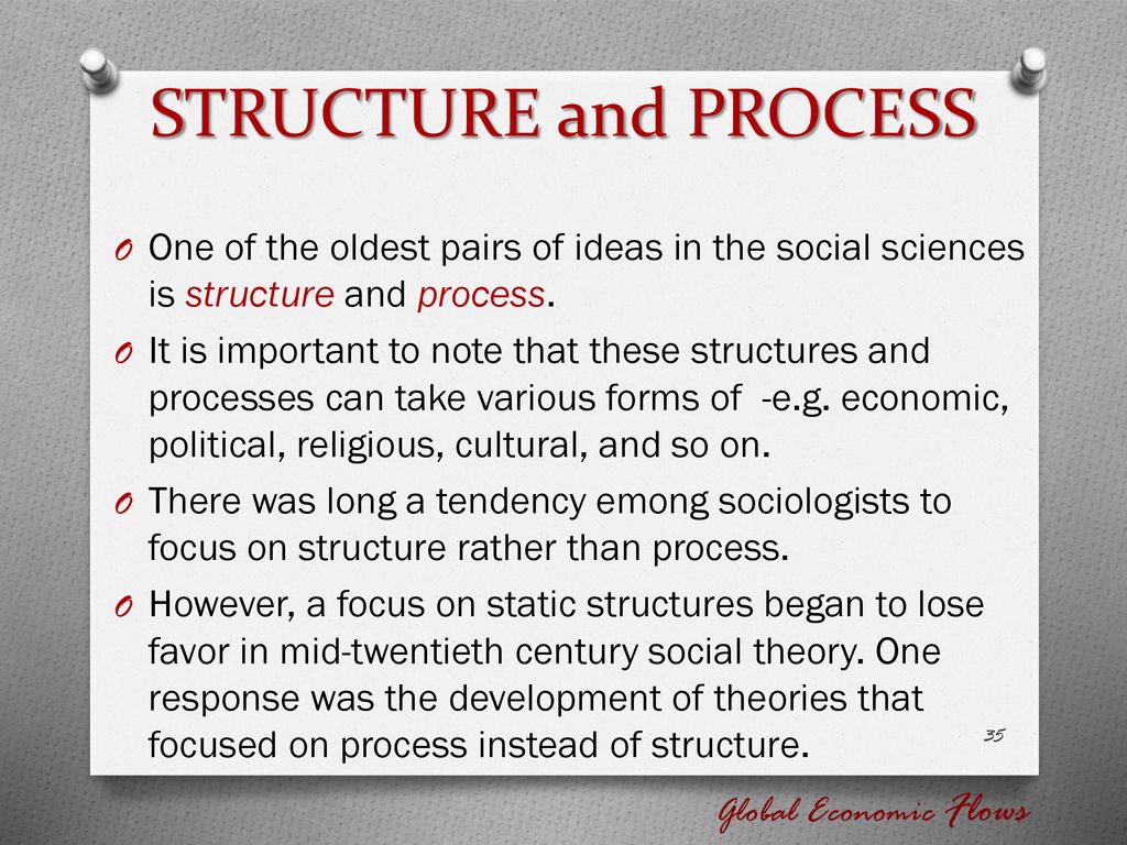 STRUCTURE and PROCESS One of the oldest pairs of ideas in the social sciences is structure and process.