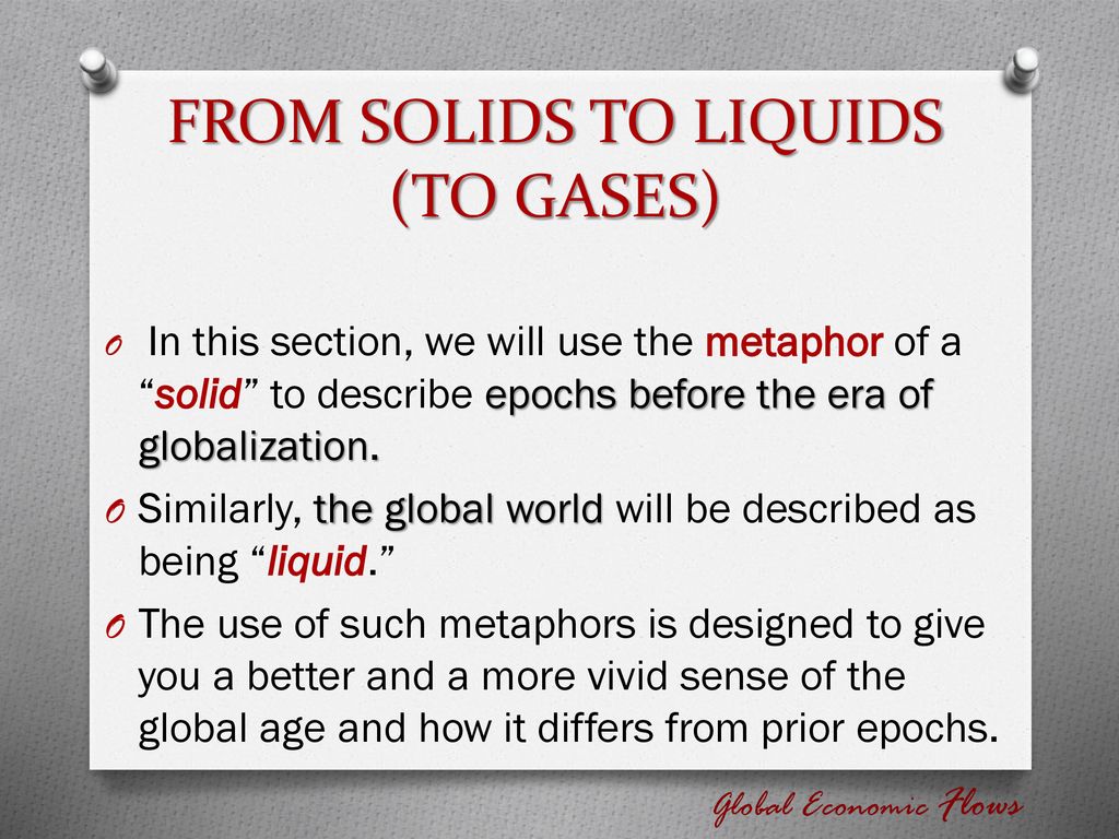 FROM SOLIDS TO LIQUIDS (TO GASES)