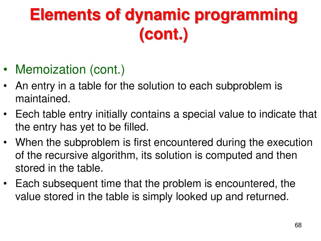 Elements of dynamic programming (cont.)