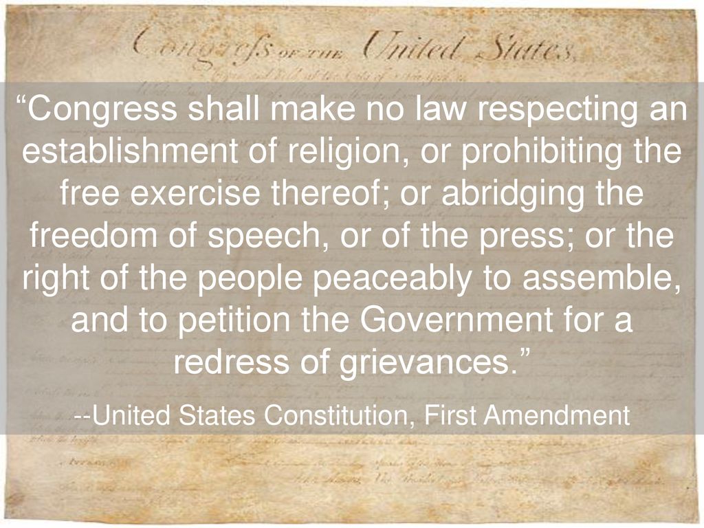 --United States Constitution, First Amendment - ppt download