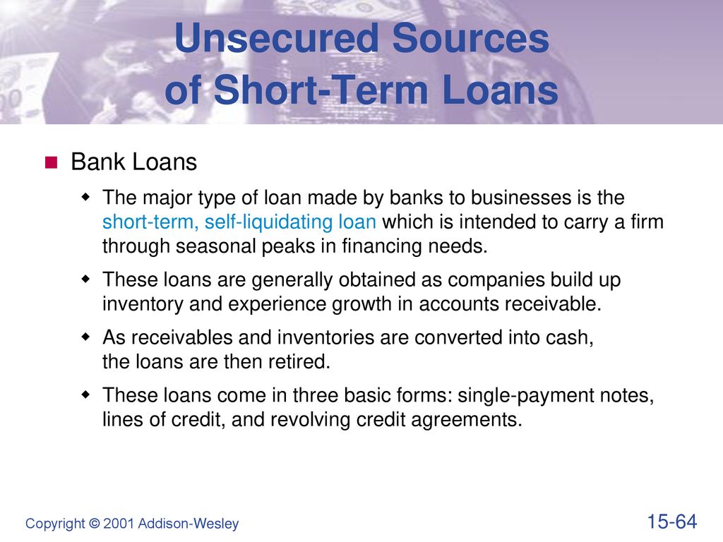 Self Liquidating Loan Sources